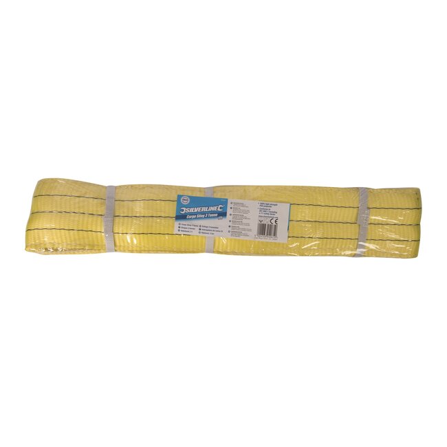 Silverline hijsband polyester - 200 cm - 3 ton draagvermogen - versterkte hijsogen - EN 1492-1 - bouw en industrie