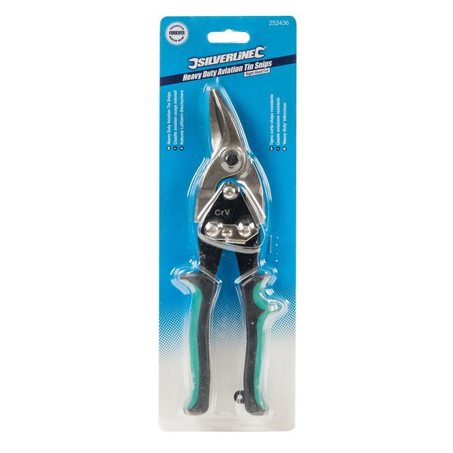 Silverline blikschaar - gehard koolstofstaal - rechtshandig, rechte knip - 25 cm - staalkleurig - voor metaal en kunststof