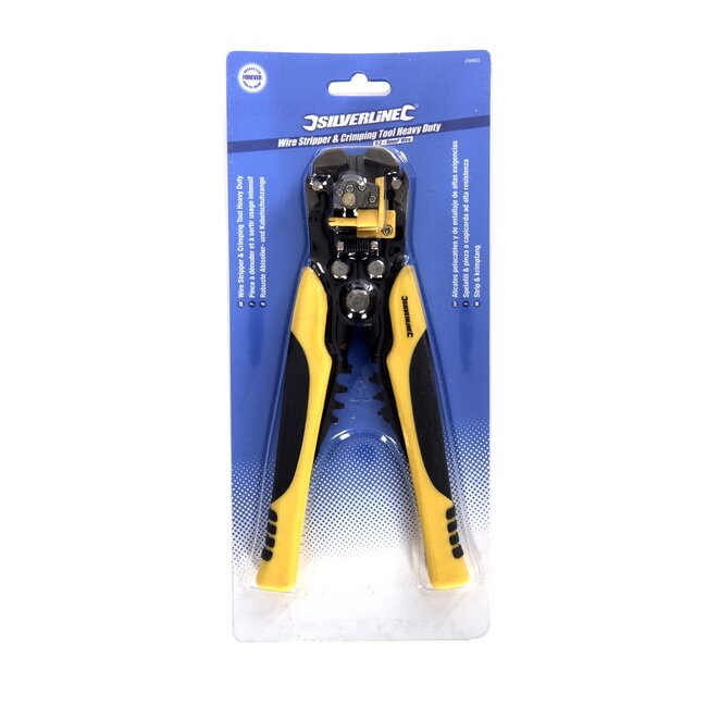 Silverline Kabelstrip- en krimptang - gehard staal - met dieptemeter - 205 mm - grijs - voor kabels 0,2-6 mm²