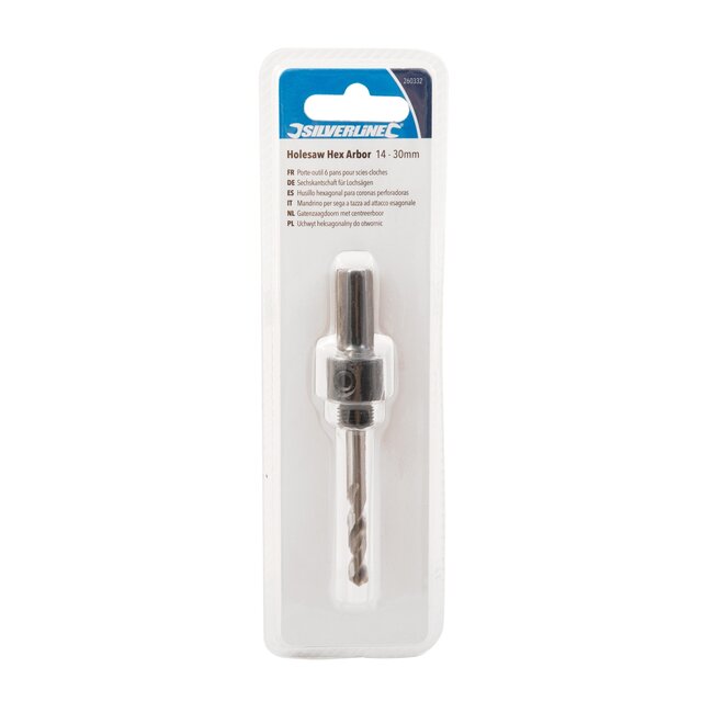 Silverline gatenzaagdoorn - snelstaal centreerboor - 14 tot 30 mm - zwart geoxideerd - 25 mm schacht - voor bimetalen gatzagen