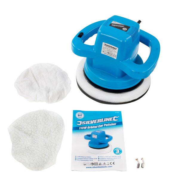 Silverline orbitale autopoetsmachine - met 2 polijstkussens van textiel en wol - schijfdiameter 240 mm - 110 watt - voor autolak