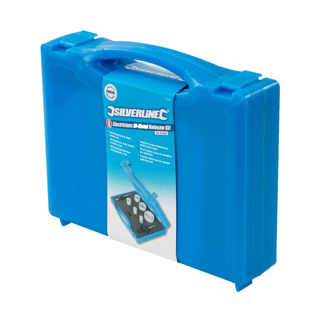 Silverline Gatenzaagset - bimetalen HSS-tanden - 18-51 mm - meerkleurig - 9-delig - voor staal, aluminium, PVC, acryl en hout