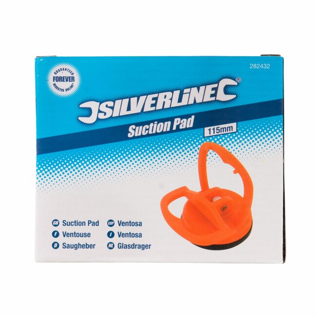 Silverline Glasdrager enkel - kunststof met rubber - vacuumheffer 35 kg - zuignap 115 mm - voor glas, keramiek en autopanelen