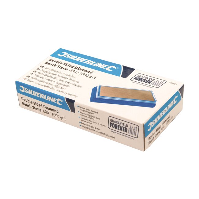 Silverline Dubbelzijdige diamantslijpsteen - grof 400 en fijn 1000 korrel - antislip voet - 90 x 180 x 34 mm