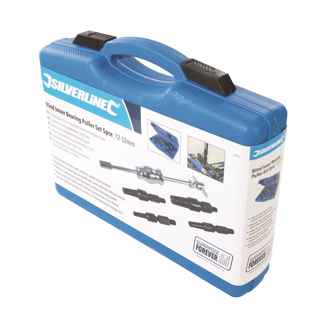 Silverline binnenlagertrekkerset - verchroomd koolstofstaal - slagtrekker - 12-32 mm - zilver - 5-delig - auto - met opbergkoffer