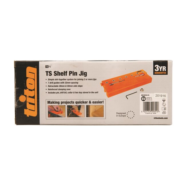 Triton Schappenmal en boormal - kunststof - 7 boorgeleidingen, 32 mm hart-op-hart - kliksysteem, diepte 30/50 mm - kasten