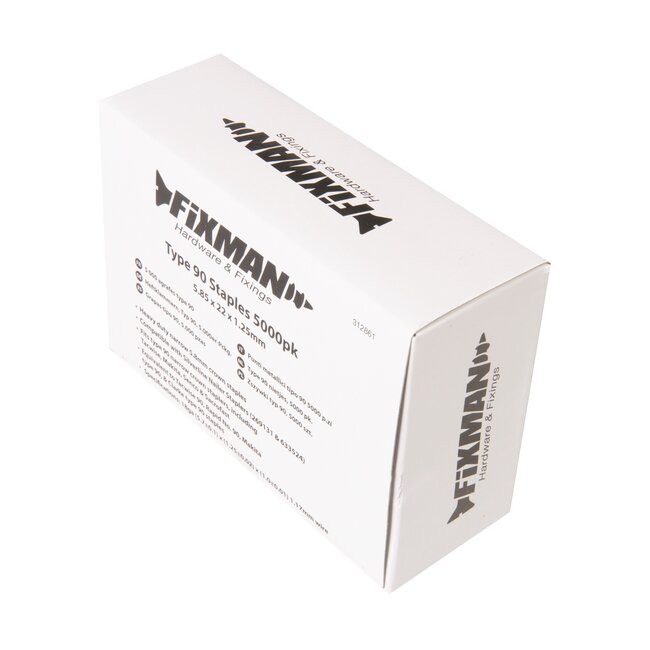 Fixman tackernieten type 90 smalle kroon - metaal - voor zwaar werk bevestigen - 22 mm - grijs - 5000 stuks - bekleding en hout