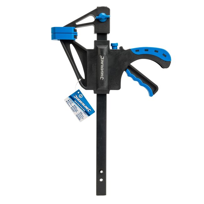 Silverline snelspanklem - nylon kaken en stalen geleider - eenhands klemmen en spreiden - 15 cm - zwart - houtbewerking