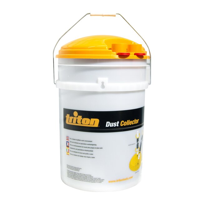 Triton zaagsel opvangemmer kunststof 23 liter - invoerslang 75 cm en afvoerslang 225 cm - tegen verstopping - bij stofzuiger