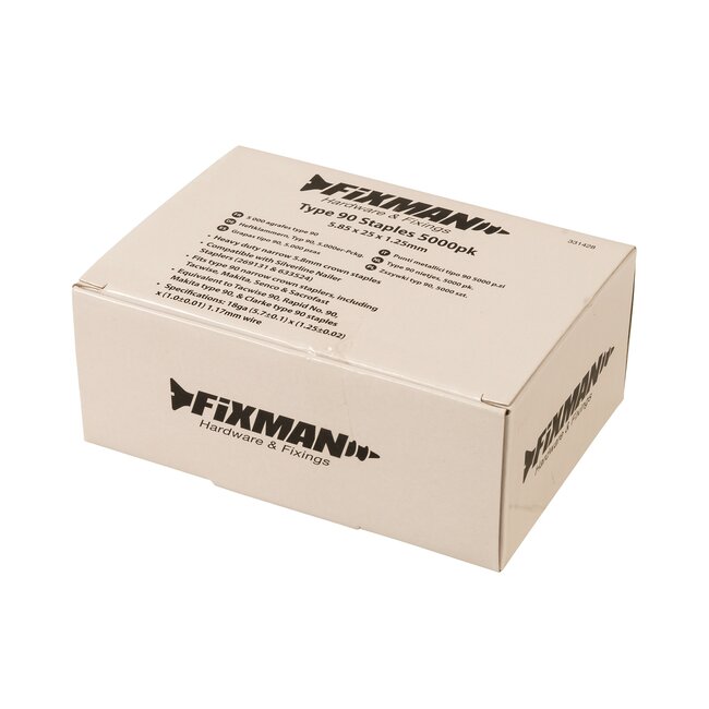 Fixman Nietjes type 90 - staal - zware uitvoering - 25 mm - staalkleurig - 5000 stuks - voor smalle kroon tacker