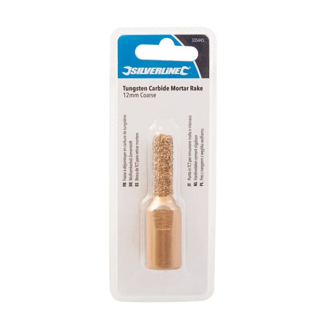 Silverline Slijpstift hardmetaal - grof - diameter 12 mm - voor haakse slijpmachine M14 - cement uit voegen van metselwerk