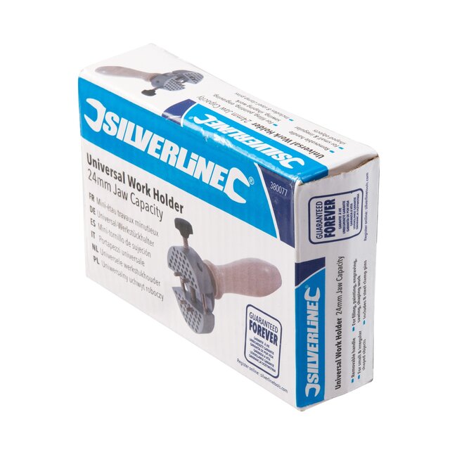 Silverline Werkstukhouder - staal/hout - kaakcapaciteit 24 mm - grijs/houtkleur - kleine delen klemmen - voor vijlen en graveren