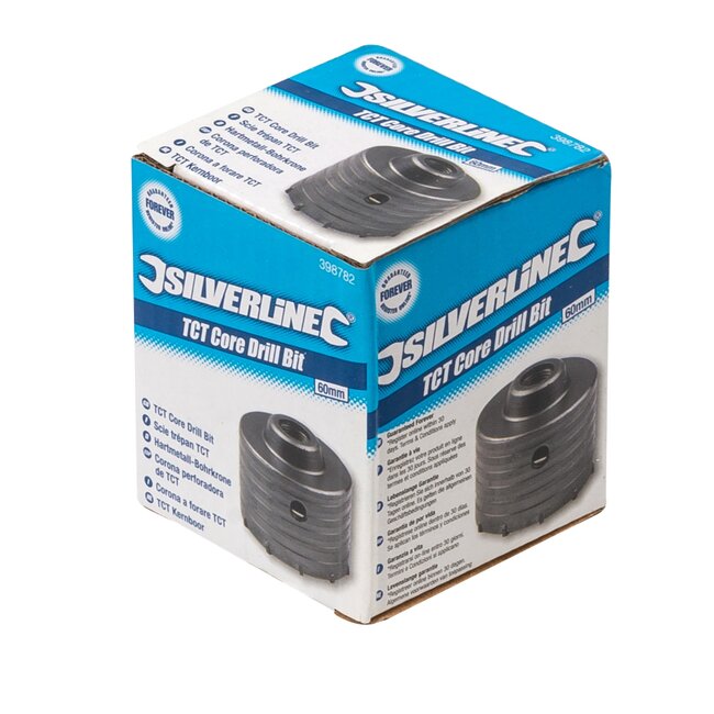 Silverline Kernboor - hardmetalen punten - precisieboren - Ø 60 mm - grijs - zonder boordoorn - voor metselwerk, steen en beton