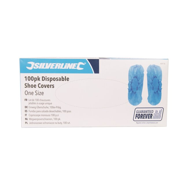Silverline Wegwerp overschoenen - polyethyleen - hygienisch - universele maat - blauw - 100 stuks - voor spa en zwembad
