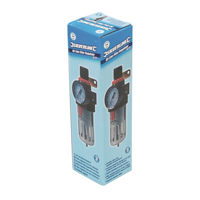 Silverline perslucht filterdrukregelaar - aluminium - 150 ml - G1/4 - helder - verstelbare druk - voor pneumatisch gereedschap