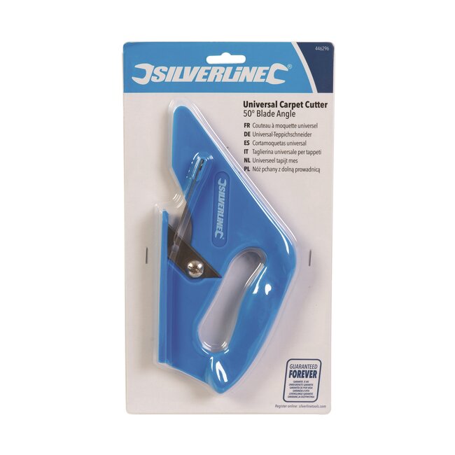 Silverline Tapijt- en vinylmes - SK5 staal, kunststof handvat - 50 graden snijhoek, wisselbare bladen - 230 mm - met reserveblad