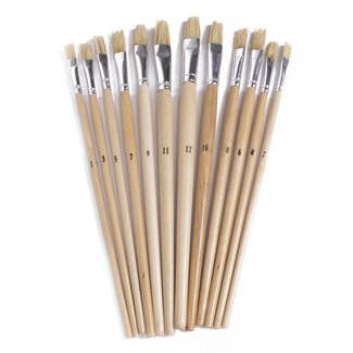 Benson Penseelset - Platte kwasten - 12 maten - Voor jong en oud - Creatieve projecten