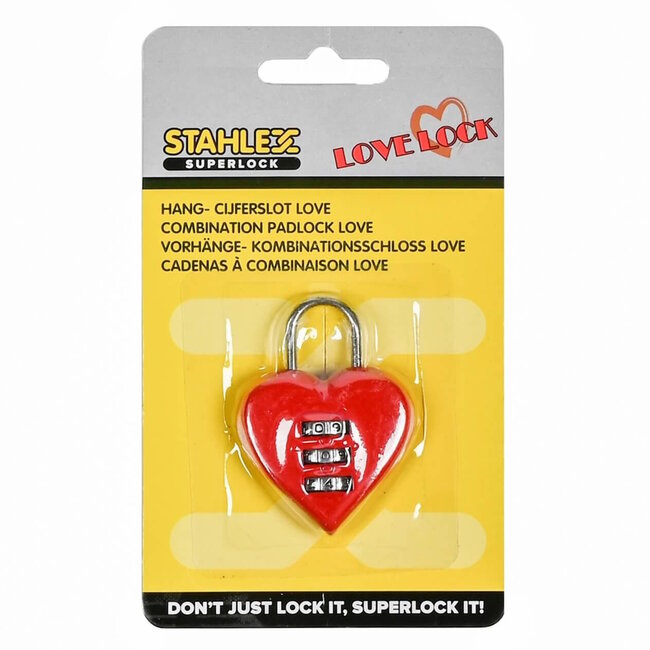 Stahlex Hartvormig cijferslot - romantisch en veilig - 38 mm - rood