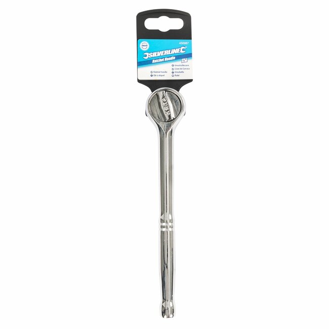Silverline Ratelsleutel 3/8 inch - chroom-vanadiumstaal - omkeerbaar - 200 mm - gepolijst chroom - voor precisiewerk