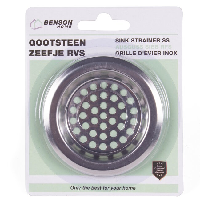 Benson RVS gootsteenzeefje - Ø 7.5 cm - Zilver - Voorkomt verstoppingen