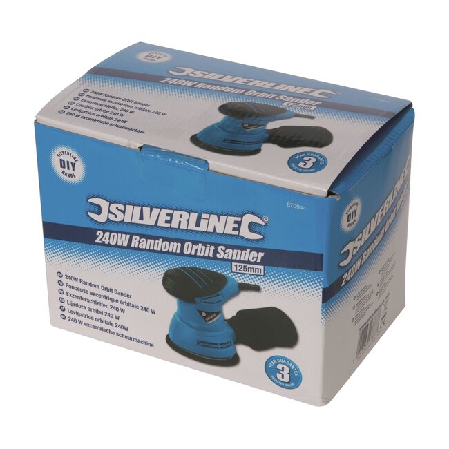 Silverline Excenterschuurmachine - kunststof behuizing - diameter 125 mm - 240 W - ergonomisch met stofzak - voor fijn schuurwerk