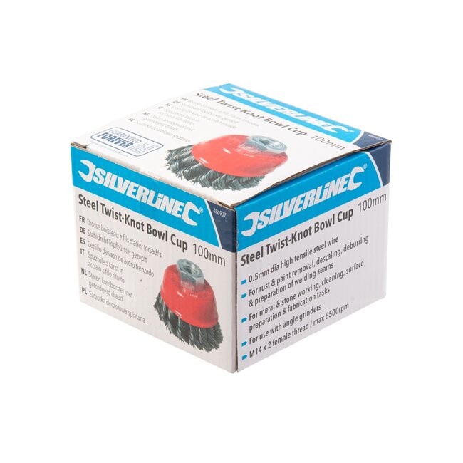 Silverline Komborstel - staaldraad getordeerd - Ø 100 mm - staalgrijs - roestverwijdering, ontbramen - voor lasvoorbereiding