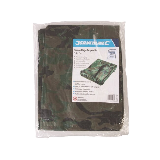 Silverline afdekzeil gelamineerd polyethyleen - water- en uv-bestendig - 240 x 300 cm - camouflage - aanhanger en kamperen