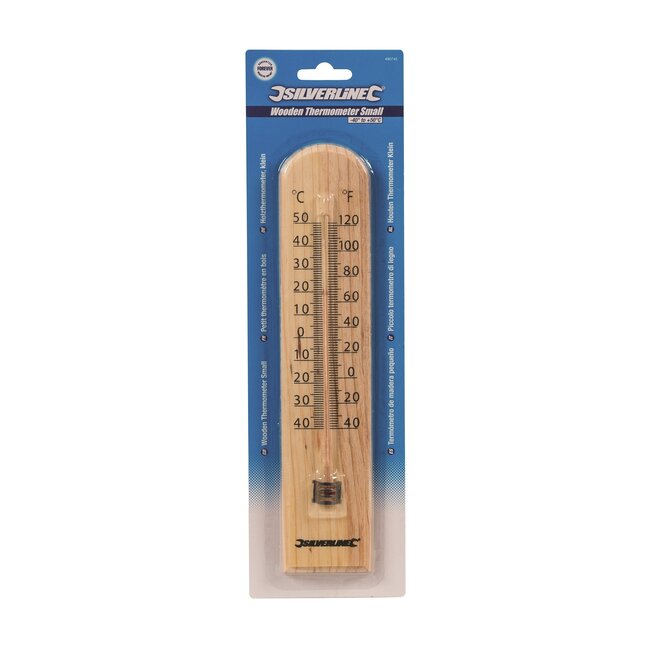 Silverline Houten thermometer - kwikvrij - binnen en buiten - -40°C tot +50°C - 250x60x10 mm