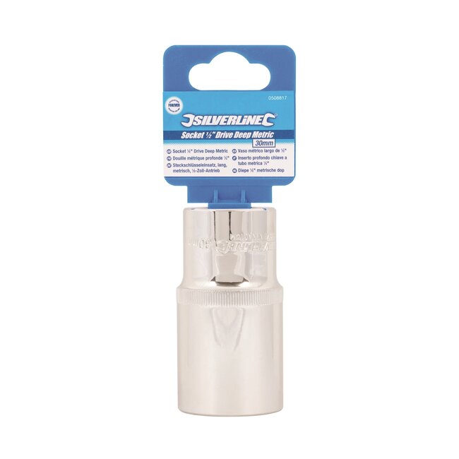 Silverline Diepe zeskantdop 30 mm - chroom-vanadiumstaal - hoogglans zilver - extra koppel voor moeren en bouten