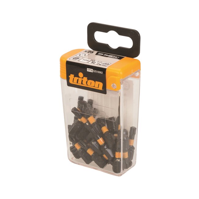 Triton Torx schroefbits T25 - S2 staal - hoge koppel - 25 mm - metaalkleur - 25 stuks - voor boor- en slagschroevendraaier