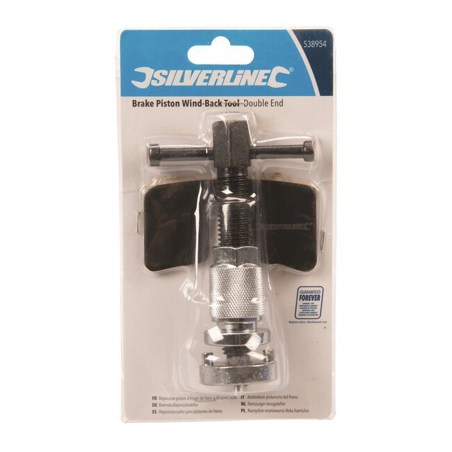 Silverline remzuiger terugsteller dubbel - chroomgeplateerd staal - dubbelzijdige adapter 22 en 32,5 mm - zilver - voor auto's