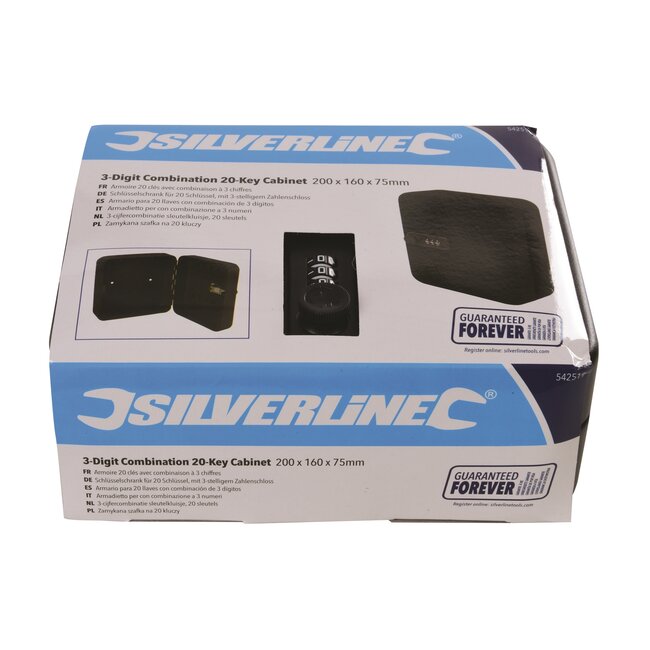 Silverline sleutelkluis - staal - 3-cijferig cijferslot voor 20 sleutels - 20 x 16 x 7.5 cm - grijs - muurmontage