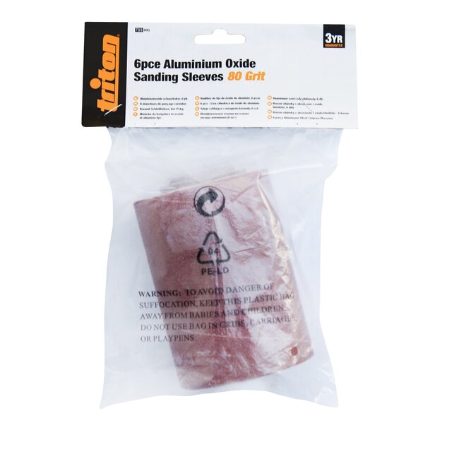 Triton schuurhulzen aluminiumoxide - korrel 80 - 13-76 mm 11,5 cm lang - bruin - 6 stuks - voor spindelschuren