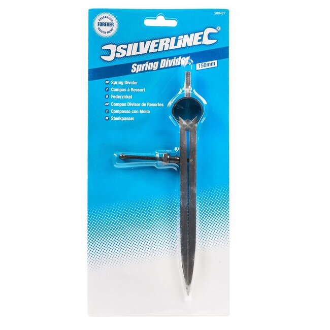 Silverline Steekpasser - koolstofstaal - snelverstelling en geharde punten - 150 mm bereik - staalgrijs - voor hout en metaal