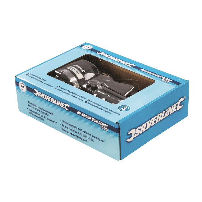 Silverline pneumatische excenterschuurmachine 150 mm - aluminium - variabele snelheid en dubbele rotatie - voor fijne afwerking