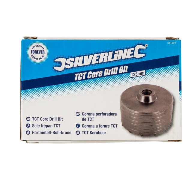 Silverline kernboor - hardmetalen punten - nauwkeurige gaten - Ø 125 mm - grijs - voor metselwerk en beton zonder hamerstand
