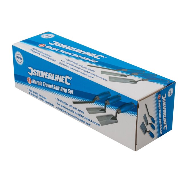 Silverline Pleistertroffel set - gehard koolstofstaal - 150 x 13/38/51 mm - staalkleur - 3-delig - voor stukadoors- en metselwerk