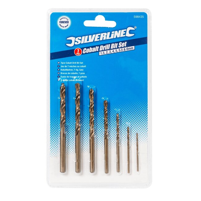 Silverline Kobalt boren set - HSS precisie - 7-delig - Ø 1,5 t/m 6 mm - Barnsteen afwerking