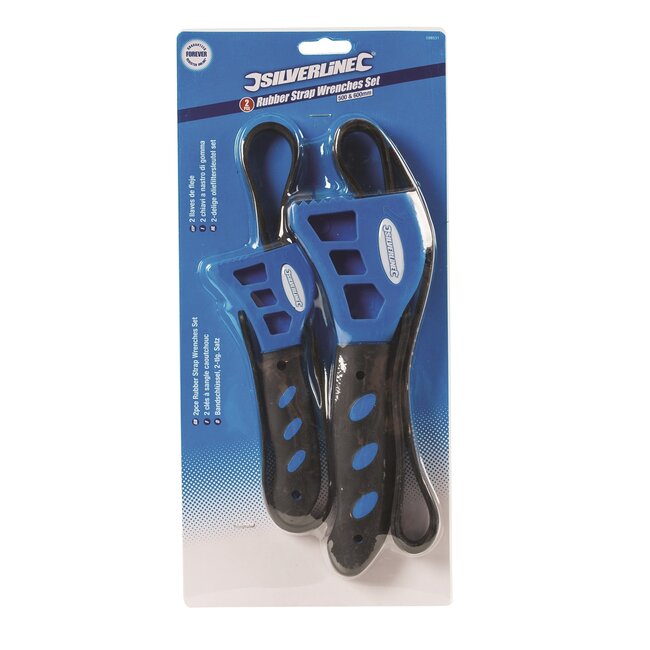 Silverline Oliefiltersleutelset - TPR/PP greep - antislip - 50 en 60 cm - 2-delig - voor oliefilters en PVC leidingen