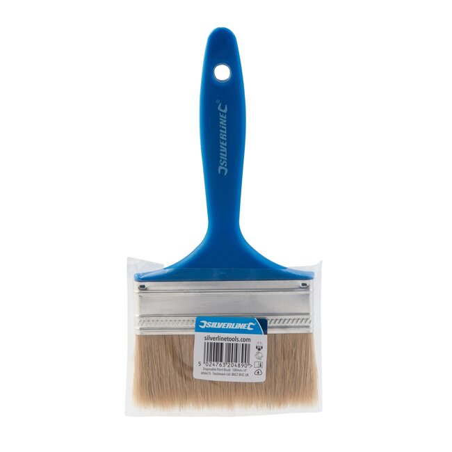 Silverline wegwerp platte schilderskwast - natuurlijke haren, kunststof handvat - 100 mm - voor verf hars lijm en oplosmiddelen