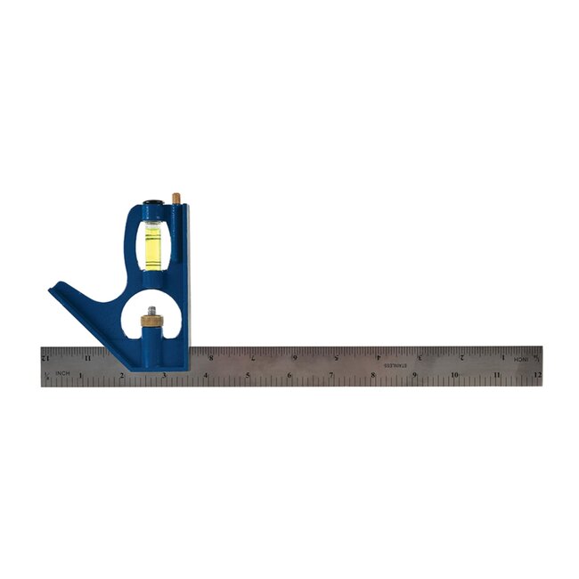 Silverline combinatiewinkelhaak 30 cm - gietaluminium behuizing gehard stalen liniaal - waterpas en krasnaald - voor hout en metaal