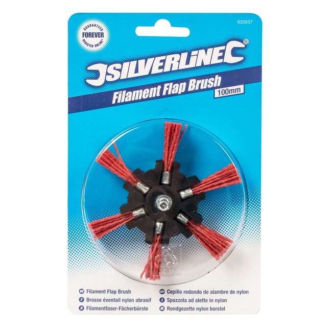 Silverline Komschuurborstel - aluminiumoxide-nylon - Ø 10 cm - 6 mm schacht - haren 40 mm - ontbramen en reinigen - metaal en hout
