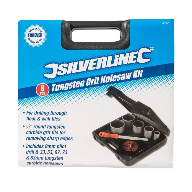 Silverline Complete gatenzaag set - hardmetaal - 33-83 mm - 8-delig - inclusief centreerboor en vijl