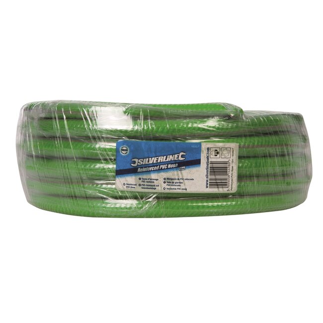 Silverline Tuinslang - 3-laags pvc met polyesterversterking - knikbestendig, vorst- en uv-bestendig - 15 m - groen - tuin