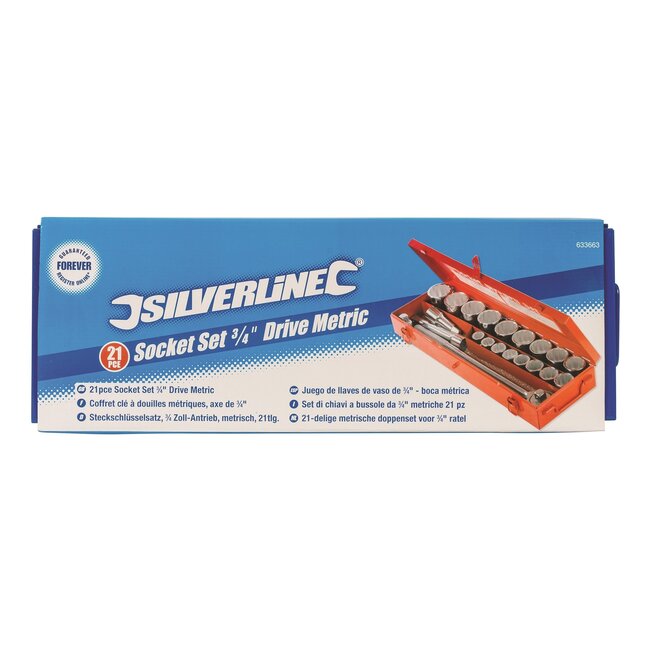 Silverline Complete dopsleutelset - 21-delig - metrisch - 19 t/m 50 mm - met opbergkoffer