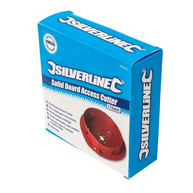 Silverline Gatenzaag - hoog koolstofstaal - met sponningsnijders - Ø 110 mm - rood - voor toegangsgaten in hout tot 25 mm dik