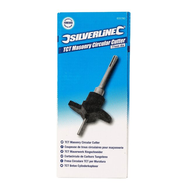 Silverline Dozenboor SDS-plus - 77 mm diameter - wolfraamcarbide - zwart - voor baksteen, beton en stopcontactdozen
