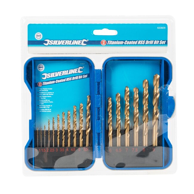 Silverline HSS boorbits - titanium coating - 17-delig - inclusief opbergkoffer