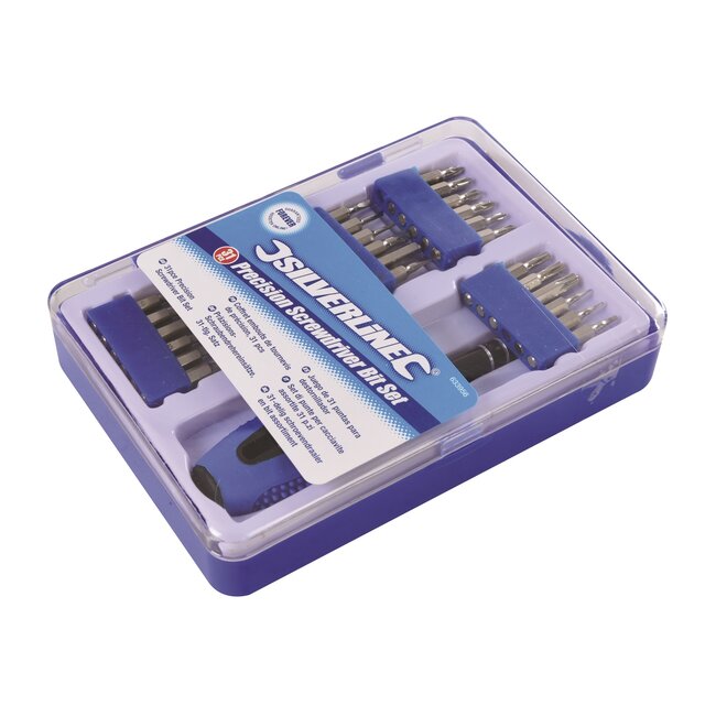 Silverline schroevendraaierset - chroom-vanadium - rubberen handvat - sleuf, kruiskop, pozidriv, zeskant, torx - 31-delig - koffer
