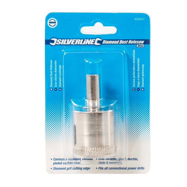 Silverline diamant gatenzaag - roestbestendig staal - precisie boren - Ø 30 mm - zilver - voor keramiek, glas, marmer en porselein